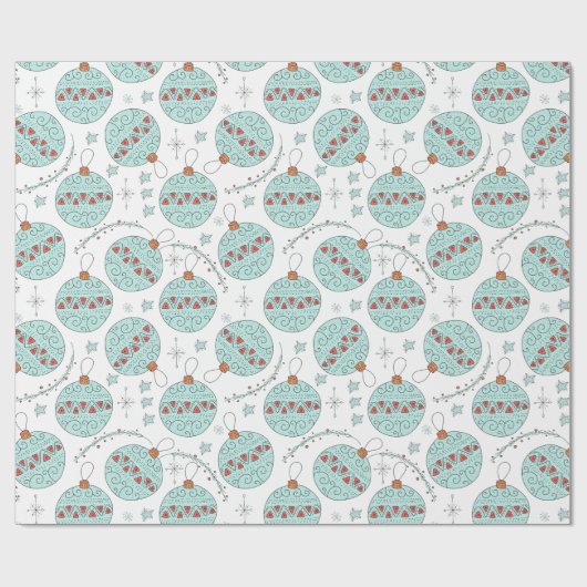 Papel de regalo navideño bolas turquesa cadeaupapier (Vlak)
