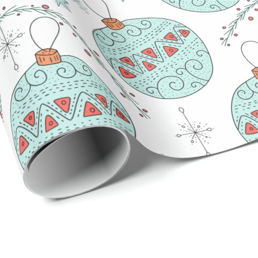 Papel de regalo navideño bolas turquesa cadeaupapier (Rol Hoek)