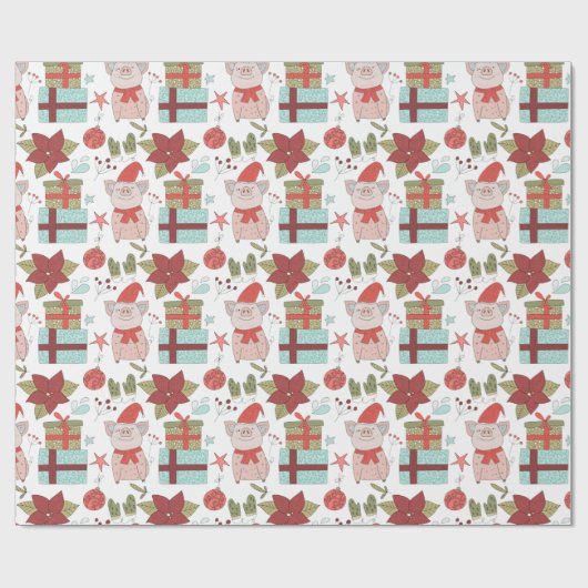Papel de regalo navideño de cerditos cadeaupapier (Vlak)