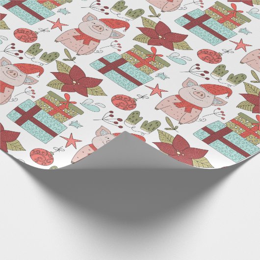 Papel de regalo navideño de cerditos cadeaupapier (Hoek)