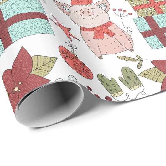 Papel de regalo navideño de cerditos cadeaupapier (Rol Hoek)