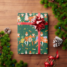 Papel de regalo navideño elfos cadeaupapier