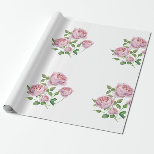 papel de regalo rosas a la acuarela cadeaupapier (Uitgerold)