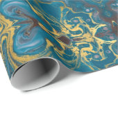 papel de regalo turquesa con dorado cadeaupapier (Rol Hoek)