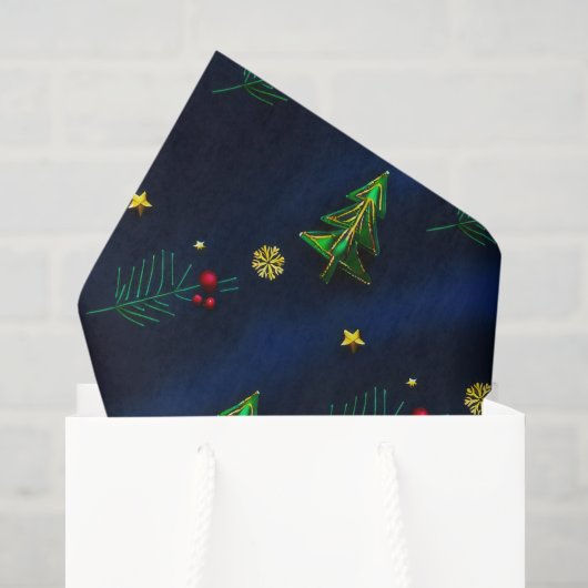 Papel de seda natal fundo azul profundo tissuepapier (Cadeauzakje)