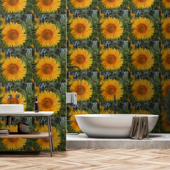 Papel mural con girasoles que alegrarán tu hogar behang (Badkamer)