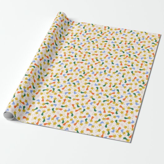 Papel navideño estrellas cadeaupapier (Uitgerold)