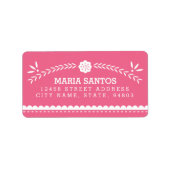 Papel Picado Adresetiketten - Roze Etiket (Voorkant)