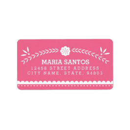 Papel Picado Adresetiketten - Roze Etiket