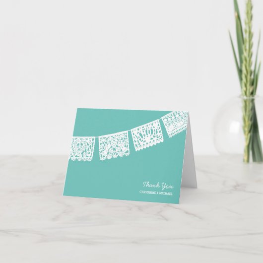 Papel Picado Aqua | Huwelijk dankt u kaardt Bedankkaart (Voorkant)