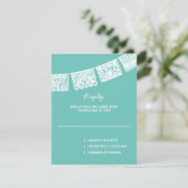 Papel Picado Aqua | RSVP-kaart voor weduwenantwoor RSVP Kaartje (Staand voorkant)