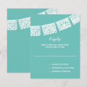 Papel Picado Aqua | RSVP-kaart voor weduwenantwoor RSVP Kaartje (Voorkant / Achterkant)