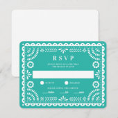 Papel Picado Aqua | RSVP-kaart voor weduwenantwoor RSVP Kaartje (Voorkant / Achterkant)