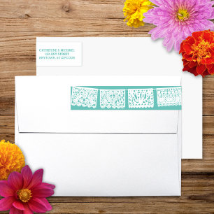 Papel Picado Aqua Verpakkingslabel retouradres