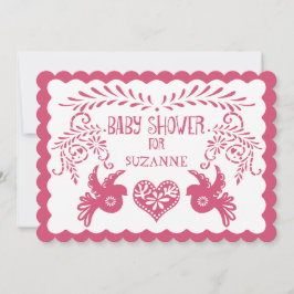 Papel Picado Baby Girl Shower Pink Aqua Fiesta Kaart
