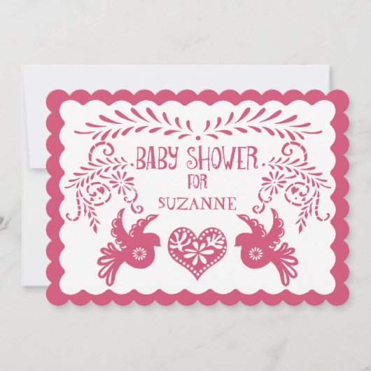 Papel Picado Baby Girl Shower Pink Oranje Fiesta Kaart (Voorkant)