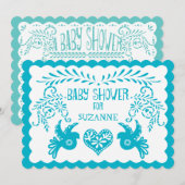Papel Picado Baby Girl Shower Pool Aqua Fiesta Kaart (Voorkant / Achterkant)