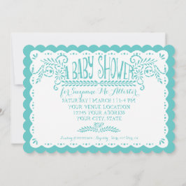 Papel Picado Baby Girl Shower Pool Aqua Fiesta Kaart