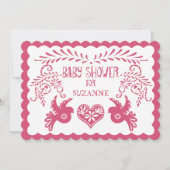 Papel Picado Baby Meisje Douche Roze Lila Fiesta Kaart (Voorkant)
