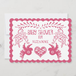 Papel Picado Baby Meisje Douche Roze Lila Fiesta Kaart