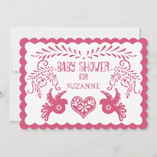 Papel Picado Baby Meisje Douche Roze Lila Fiesta Kaart (Voorkant)