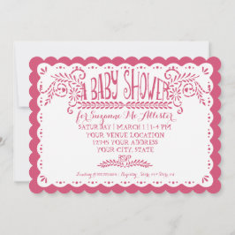 Papel Picado Baby Meisje Douche Roze Lila Fiesta Kaart