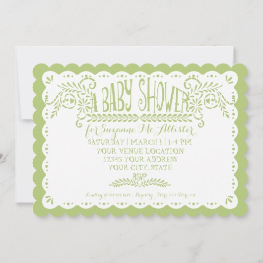 Papel Picado Baby Meisje Douche Roze Limoen Fiesta Kaart (Achterkant)