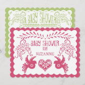 Papel Picado Baby Meisje Douche Roze Limoen Fiesta Kaart (Voorkant / Achterkant)