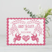 Papel Picado Baby Meisje Douche Roze Limoen Fiesta Kaart (Staand voorkant)