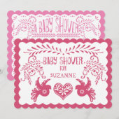 Papel Picado Baby Meisje Douche Sky Pink Fiesta Kaart (Voorkant / Achterkant)