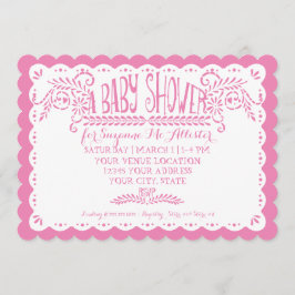 Papel Picado Baby Meisje Douche Sky Pink Fiesta Kaart