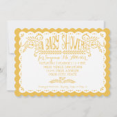 Papel Picado Baby Meisje Douche Zwembad Geel Fiest Kaart (Achterkant)