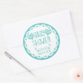 Papel Picado Baby shower Aqua Blue Fiesta Envelope Ronde Sticker (Envelop)