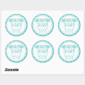 Papel Picado Baby shower Aqua Blue Fiesta Envelope Ronde Sticker (Vel)