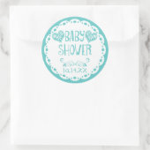 Papel Picado Baby shower Aqua Blue Fiesta Envelope Ronde Sticker (Tas)