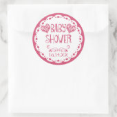 Papel Picado Baby shower Hot Pink Fiesta Envelope Ronde Sticker (Tas)