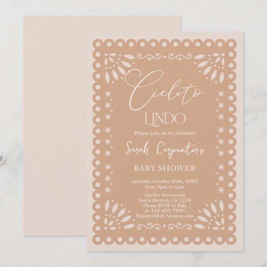 Papel Picado Baby shower Kaart (Voorkant / Achterkant)