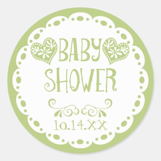 Papel Picado Baby shower Limoen Fiesta Envelope Ronde Sticker (Voorkant)
