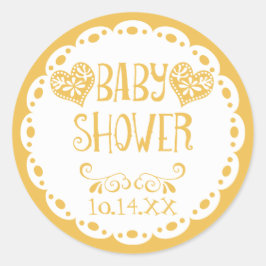 Papel Picado Baby shower Mosterd Fiesta Envelope Ronde Sticker