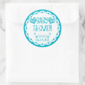 Papel Picado Baby shower Pool Blue Fiesta Envelope Ronde Sticker (Tas)