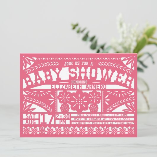 Papel Picado Baby shower Uitnodiging (Staand voorkant)