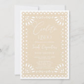 Papel Picado Beige Baby shower Uitnodiging (Voorkant)