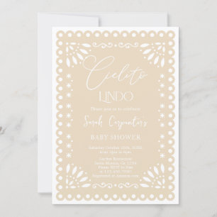 Papel Picado Beige Baby shower Uitnodiging