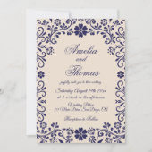 Papel Picado Beige Blue Mexican Wedding  Kaart (Voorkant)