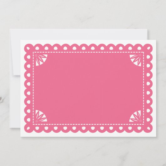 Papel Picado Birthday Party Invite - Roze Kaart (Achterkant)