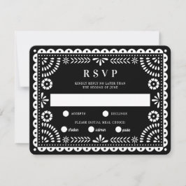 Papel Picado Black | RSVP-kaart voor weduwenantwoo RSVP Kaartje