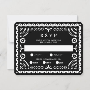 Papel Picado Black RSVP-kaart voor weduwenantwoo RSVP Kaartje