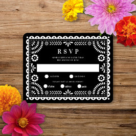 Papel Picado Black | RSVP-kaart voor weduwenantwoo RSVP Kaartje