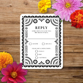 Papel Picado Black | RSVP-kaart voor weduwenantwoo RSVP Kaartje