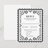 Papel Picado Black | RSVP-kaart voor weduwenantwoo RSVP Kaartje (Voorkant / Achterkant)